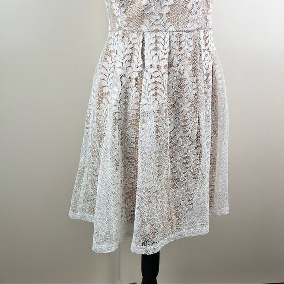 Lulus All of My Heart White Lace Skater Dress - Coquette Bride Size Small - Picture 8 of 10